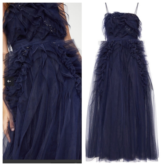 NEW BCBGMAXAZRIA Navy Tulle Swarovski Crystals Formal Dress Gown #IBA6269234 - Picture 3 of 12